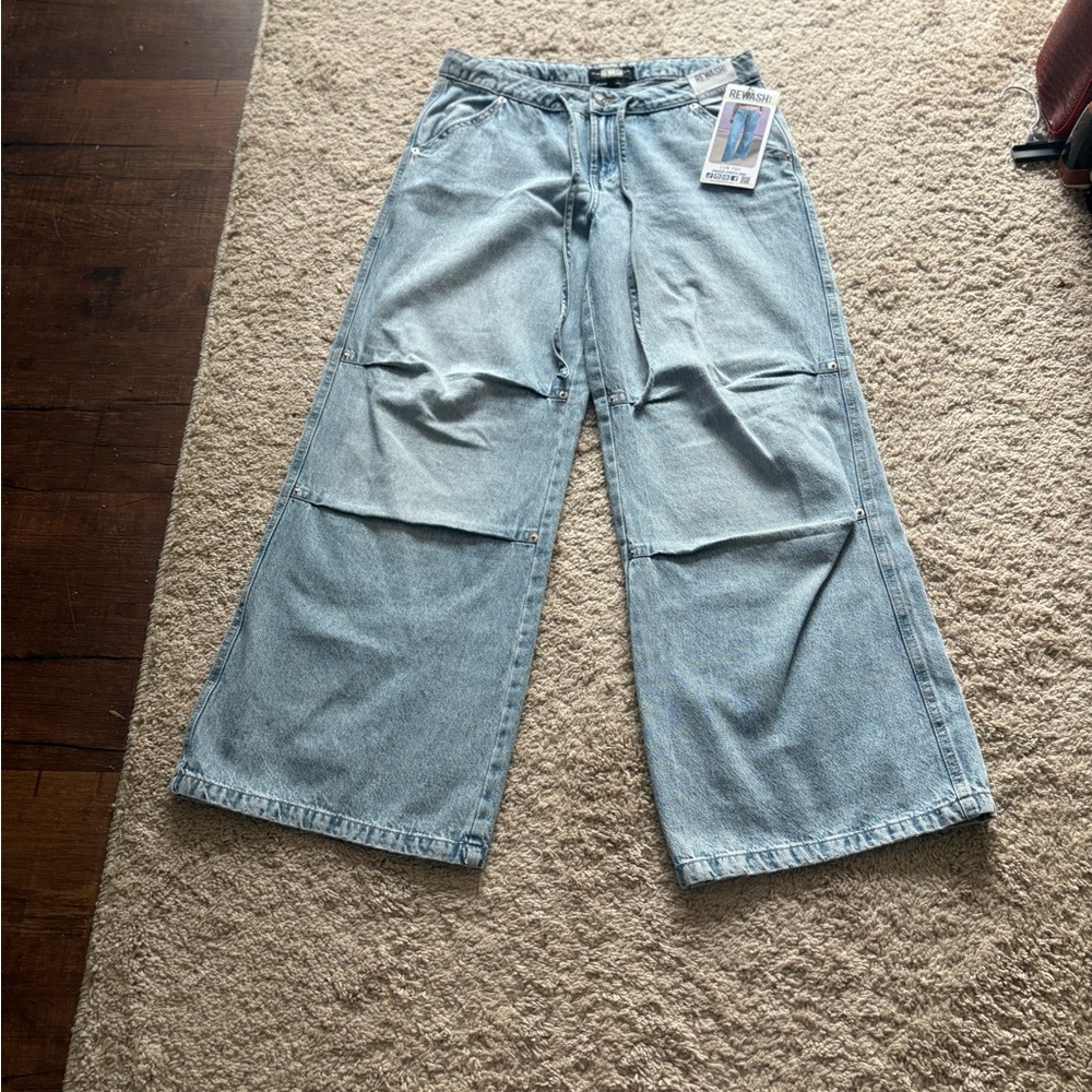 Rewash Women’s Sz 7/28 Light Blue Low Pro Relaxed Wide-Leg Jeans pockets NWT - Picture 4 of 9